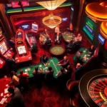 Experience the thrill of kp88 at a vibrant casino table with excited players.